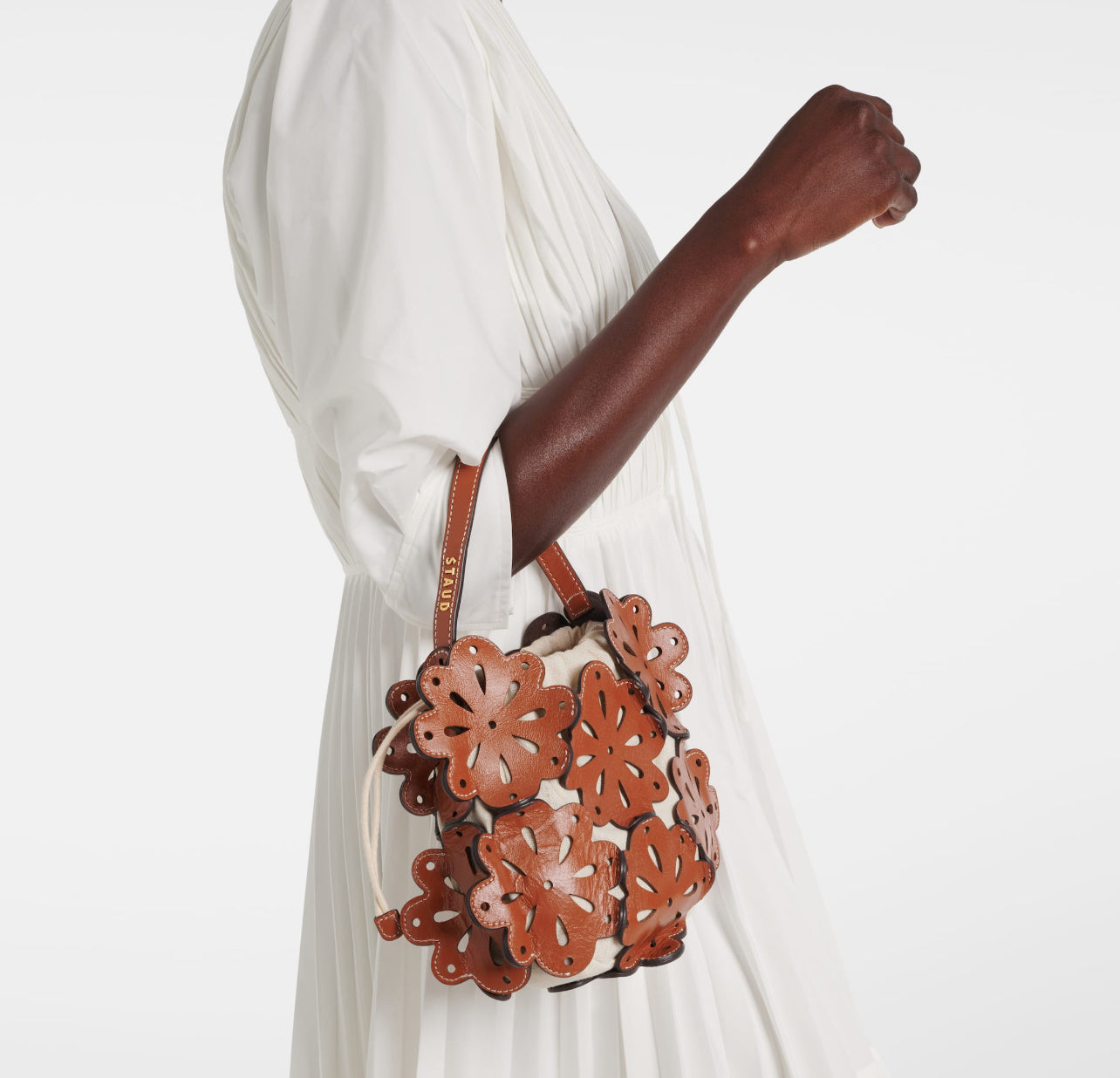 Staud Flora Leather Bucket Bag