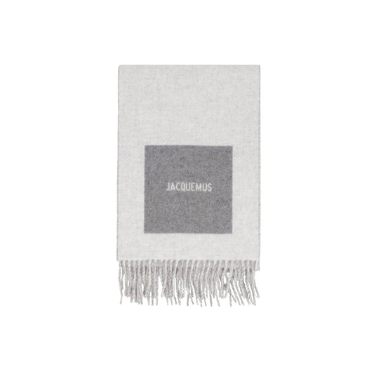 Jacquemus Unisex Logo Fringed Wool Scarf