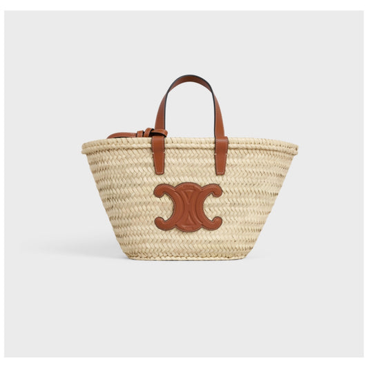 Celine Triomphe Raffia Tote Bag
