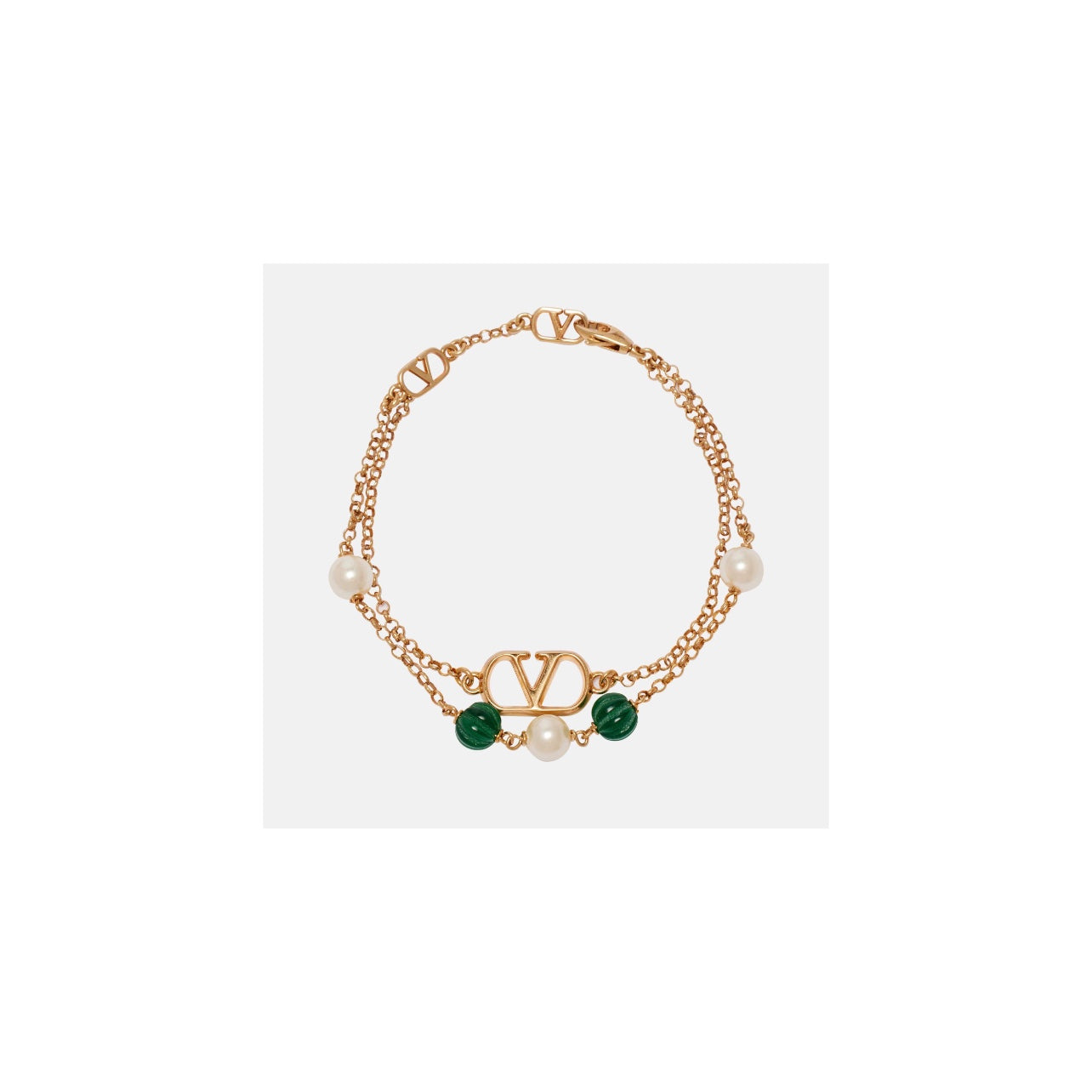 Valentino Vlogo Chain Pearl Bracelet