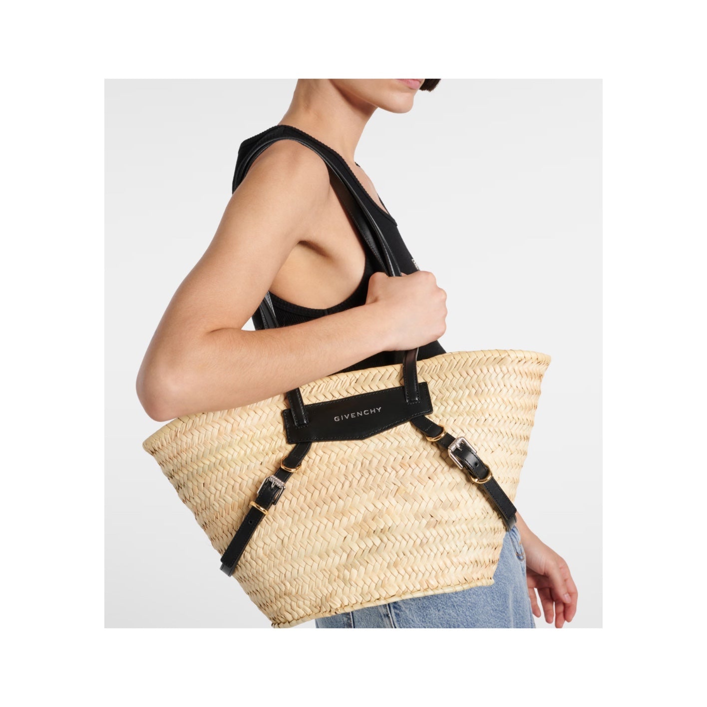 Givenchy Voyou Small Raffia Basket Bag