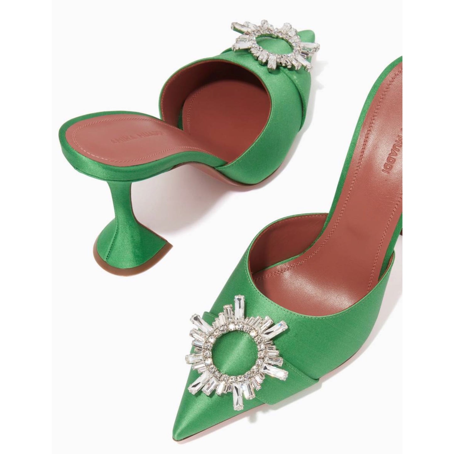 Amina Muaddi Satin 95mm Begum Crystal Mules