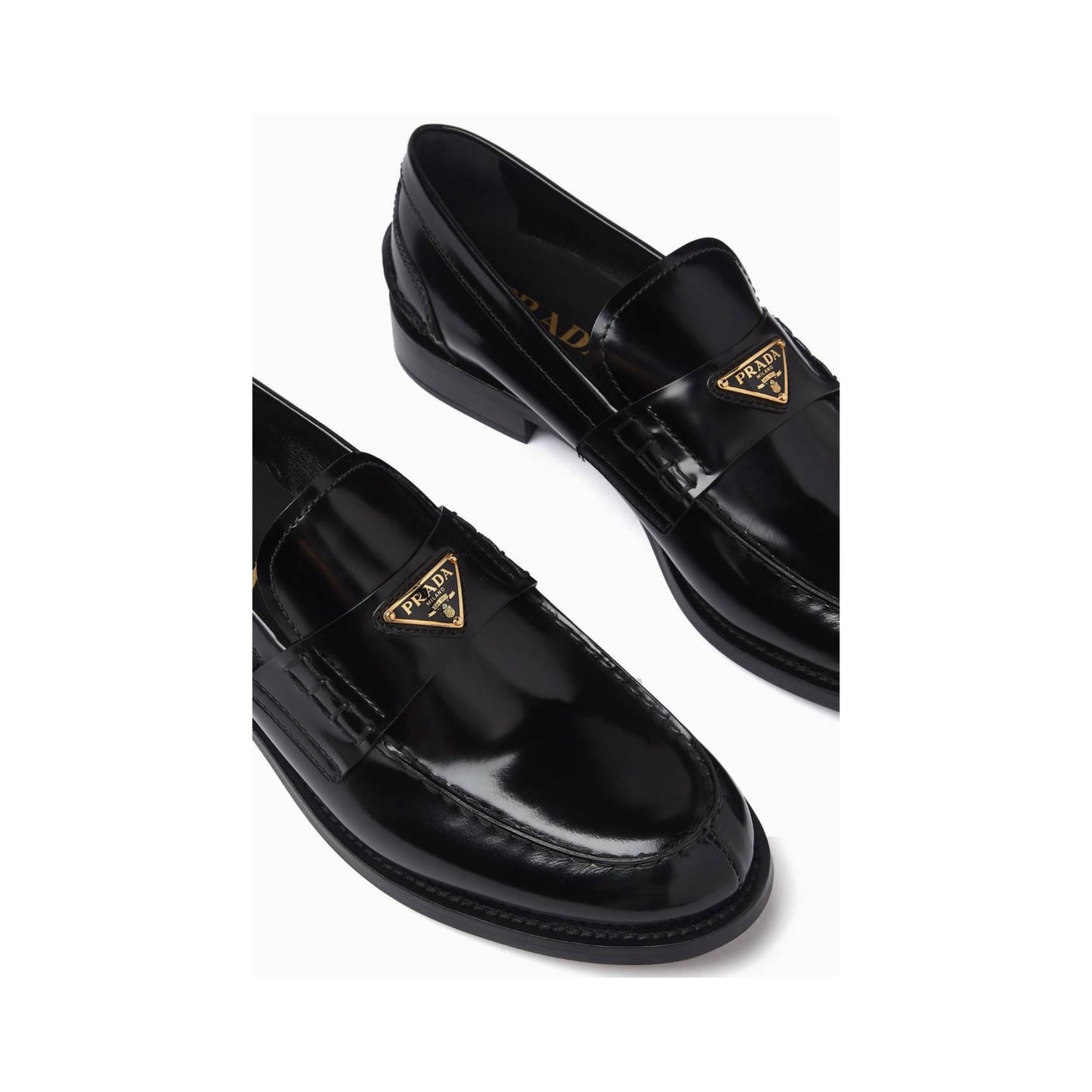 Prada Triangle Leather Loafers