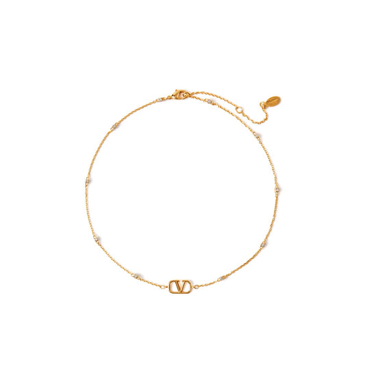 Valentino VLogo Crystal Necklace