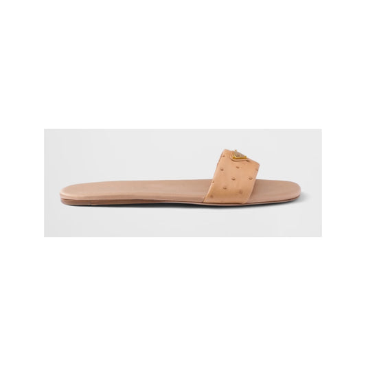 Prada Ostrich Logo Sandal
